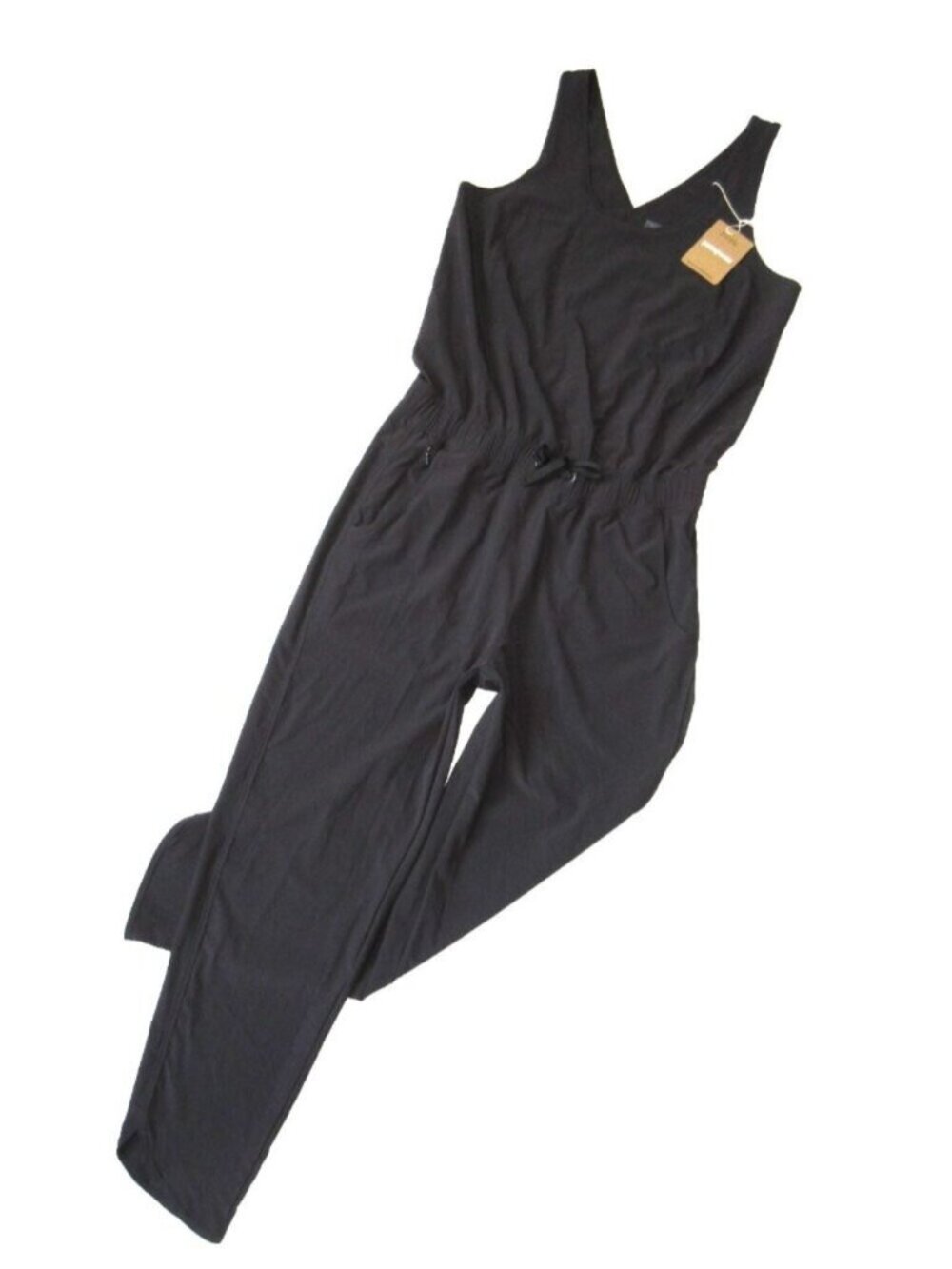 NWT Patagonia Fleetwith Romper in Black Solid Cross Back Stretch Tank Jumpsuit S